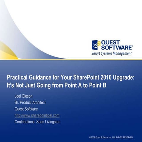 Practical Guidance for SharePoint 2010 Upgrade