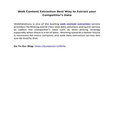 Web Content Extraction Best Way to Extract your Competitor’s Data