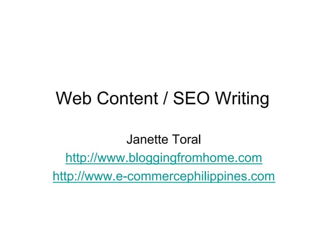 Web Content & SEO Writing by Janette Toral