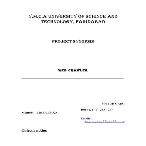 Web crawler synopsis