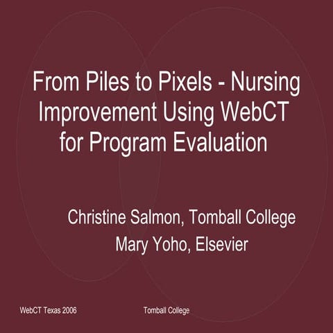 From Piles to Pixels: Nursing Improvement using WebCT for Program Evaluation
