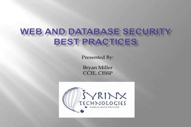 Web Database Server Best Practices