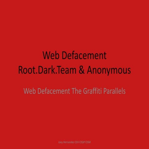 Web Defacement Web Defacement The Graffiti Parallels - Root.Dark.Team & Anonymous