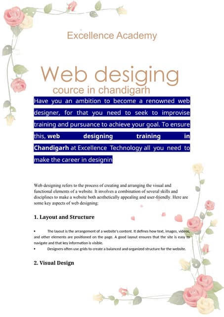 Presentation of web designing | PPTX | Web Design and HTML | Internet