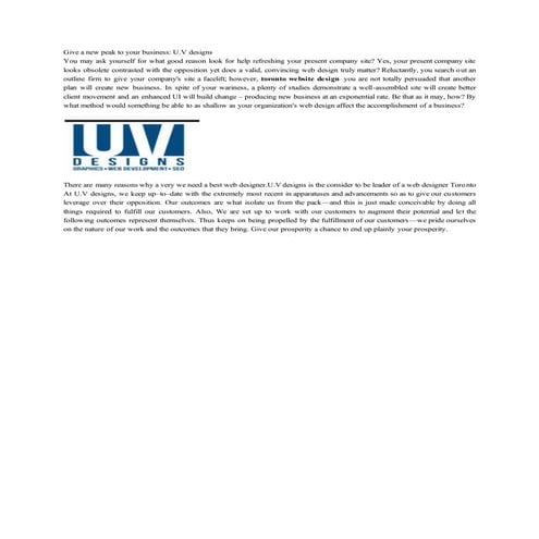 Give a new peak to your business: U.V designs