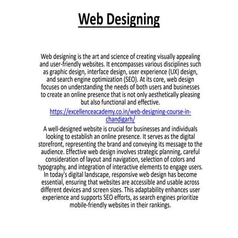 Web Designing course in Chandigarh......