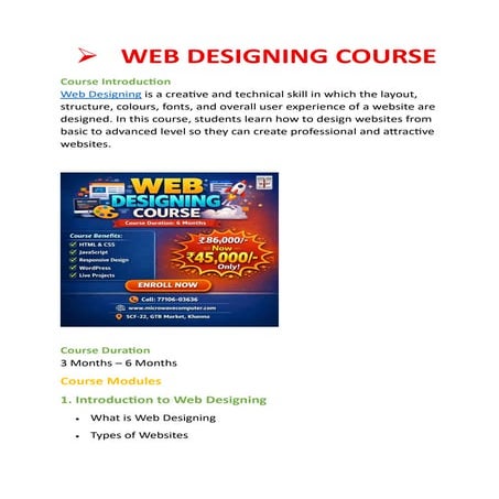 Best Web Designing Course for Beginners – Learn HTML, CSS & More | PDF