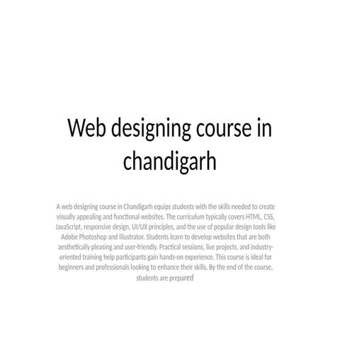 web designing course in chandigarh  pptx