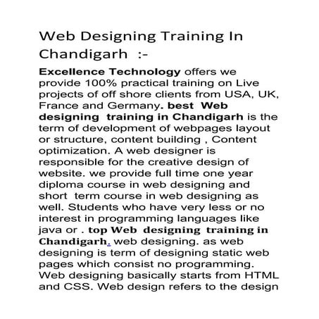 Web Designing Training In Chandigarh
