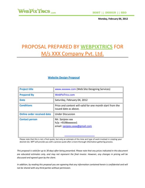 proposal bull hotel website design development