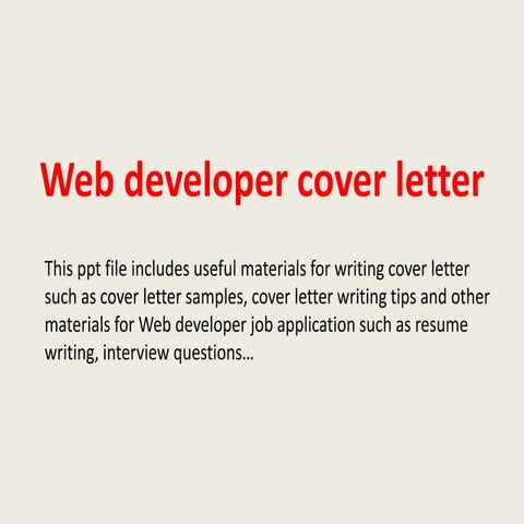 Web developer cover letter