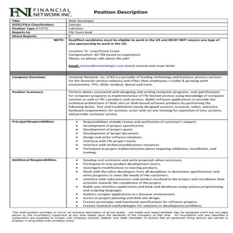 Web Developer FNI | PDF