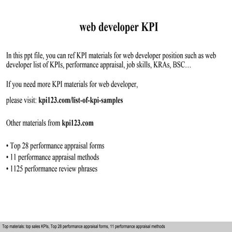 Web developer kpi