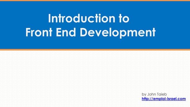 Front End Development | Introduction