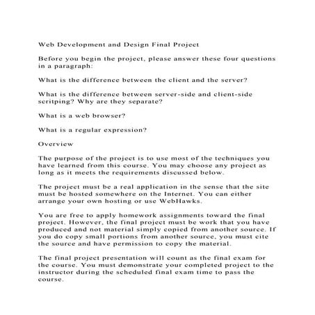 Web Development and Design Final ProjectBefore you begin the p.docx