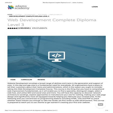 Web development complete diploma level 3 - Adams Academy