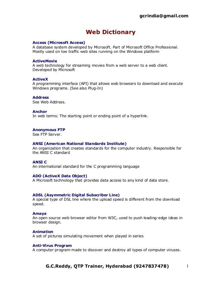 Web Dictionary