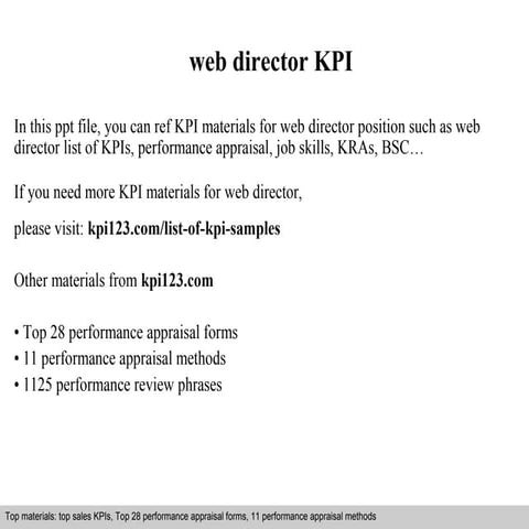 Web director kpi