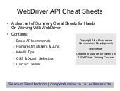 Webdriver cheatsheets Summary Slides