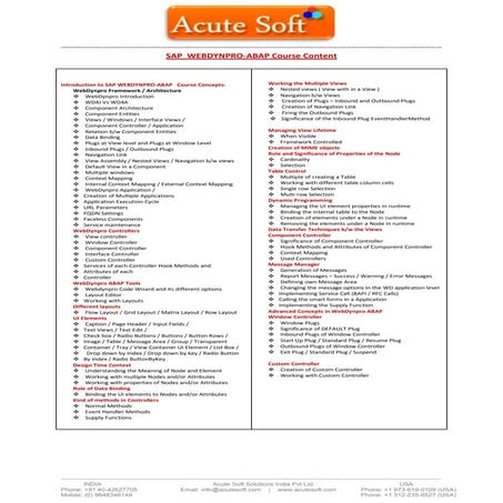 SAP WEBDYNPRO ABAP ONLINE TRAINING