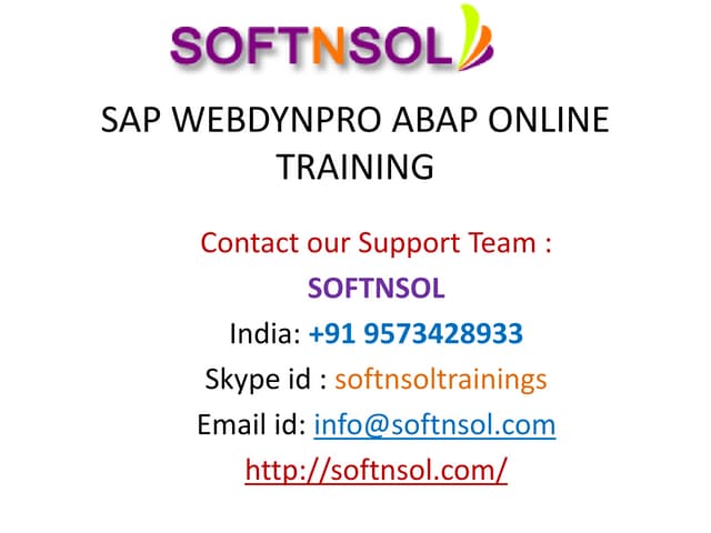 SAP WEBDYNPRO ABAP ONLINE TRAINING