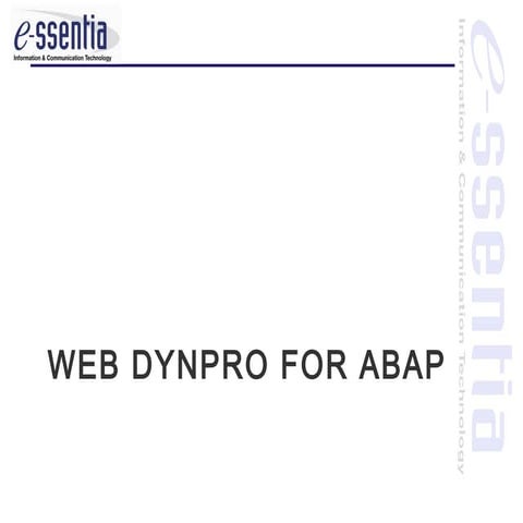 Web dynpro for abap 01