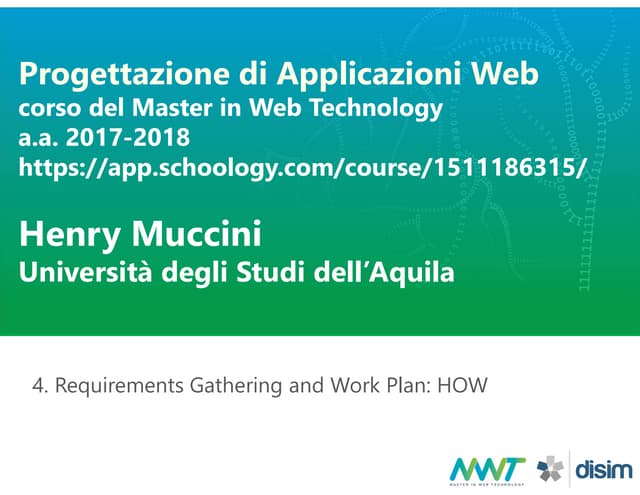 Web Engineering L4: Requirements and Planning in concrete (4/8)