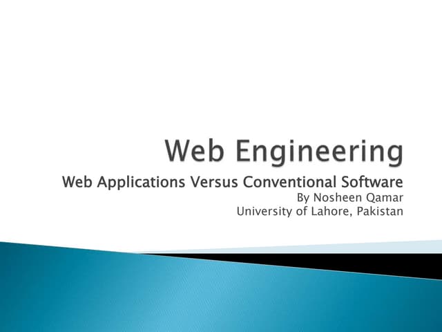 Web Engineering - Web Applications versus Conventional Software