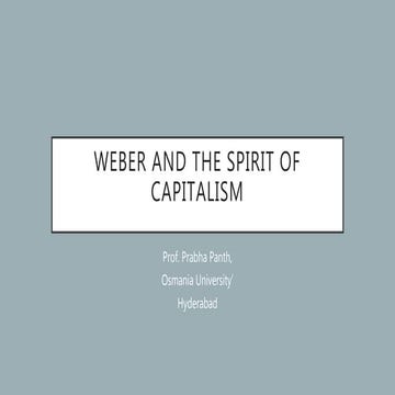 Weber and the spirit of capitalism