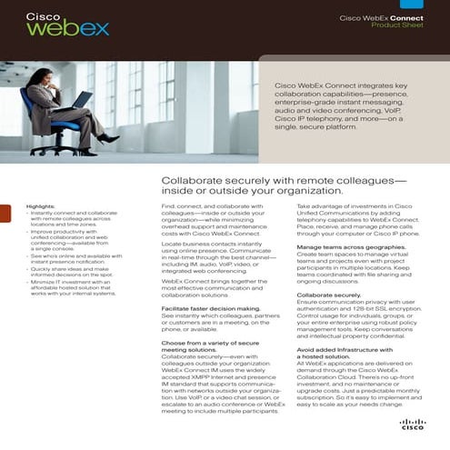Web Ex Connect Product Sheet 2009