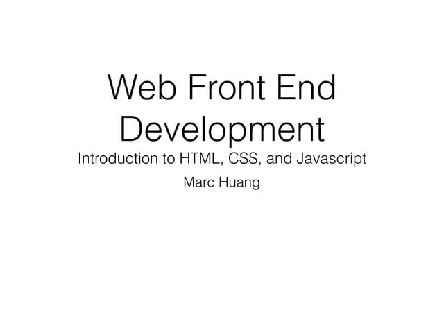 Web front end development introduction to html css and javascript | PDF