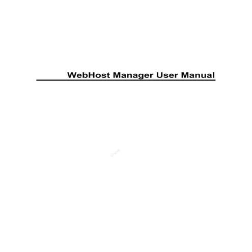 WebHost Manager User Manual