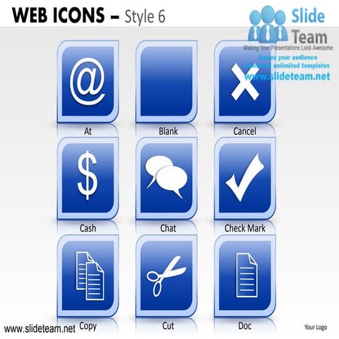 Web icons print question save redo recycle style design 6 powerpoint presenta...
