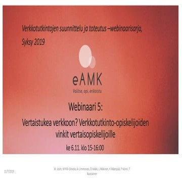 Vertaistukea verkkoon? Verkkotutkinto-opiskelijoiden vinkit uusille opiskelij...