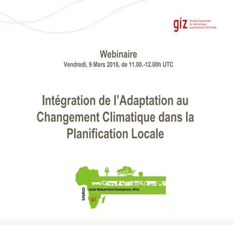 Intégration de l’Adaptation au Changement Climatique dans la Planification Lo...