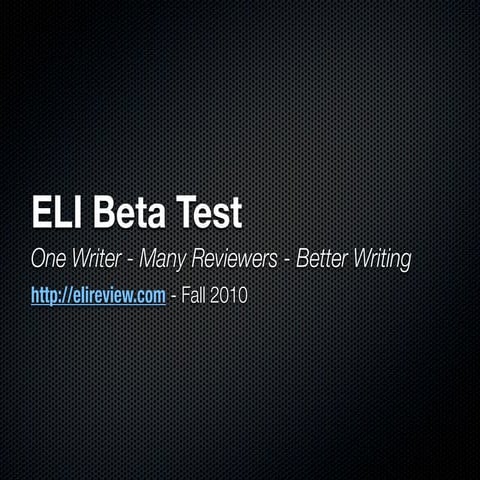 Eli Orientation Webinar