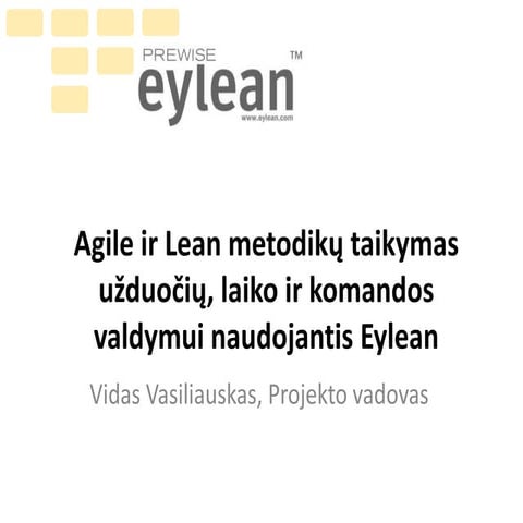 Agile ir Lean metodikų taikymas naudojantis Eylean board programa