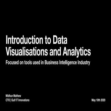 Webinar - Introduction to Data Visualisations and Analytics.