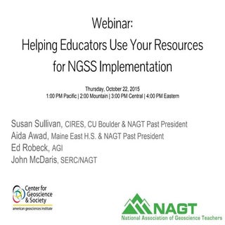 Webinar: Helping Educators Use Your Resources for Implementation of the Next Generation Science Standards