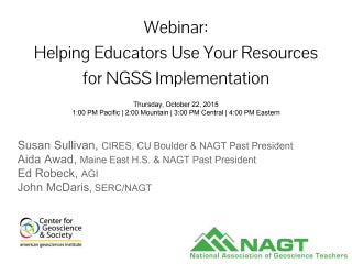 Click to view Webinar: Helping Educators Use Your Resources for Implementation of the Next Generation Science Standards