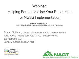 Webinar: Helping Educators Use Your Resources for Implementation of the Next Generation Science Standards