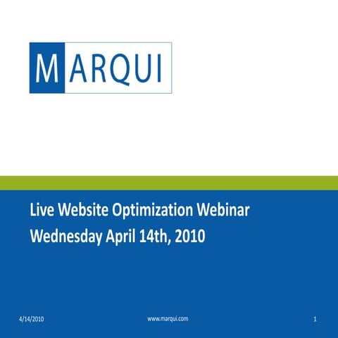 Live Website Optimization Webinar