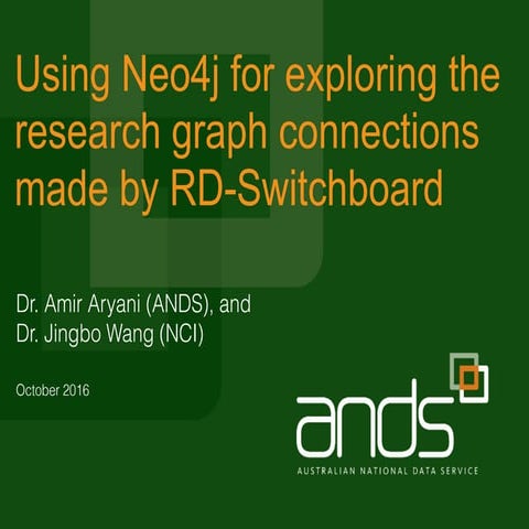 Using Neo4j for exploring the research graph connections made by RD-Switchboard
