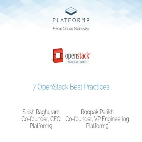 Webinar: OpenStack Best Practices for Production