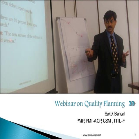 PMP : Webinar  on Quality Planning