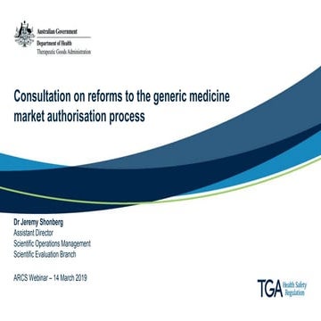 Webinar presentation: Consultation on reforms to the generic medicine market ...