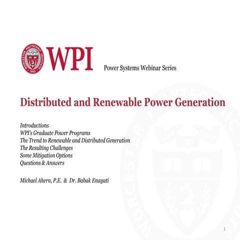 Webinar - Distributed and Renewable Power Generation
