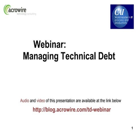 Managing Technical Debt