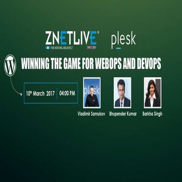 Webinar by ZNetLive & Plesk- Winning the Game for WebOps and DevOps 