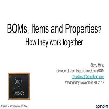 BOM Management - How to manage data about parts in the Bill of Materials. 